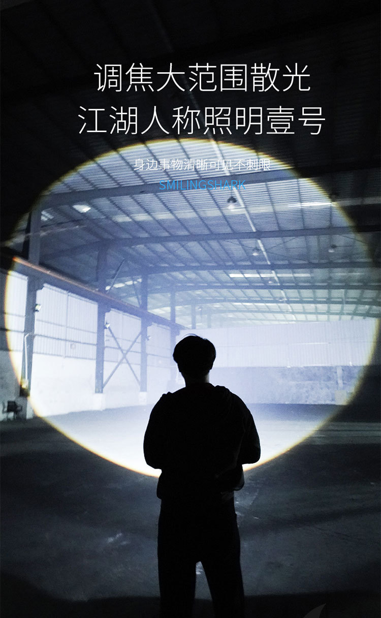 爆亮多功能强光定焦手电筒LED户外USB充电家用便携18650手电详情3