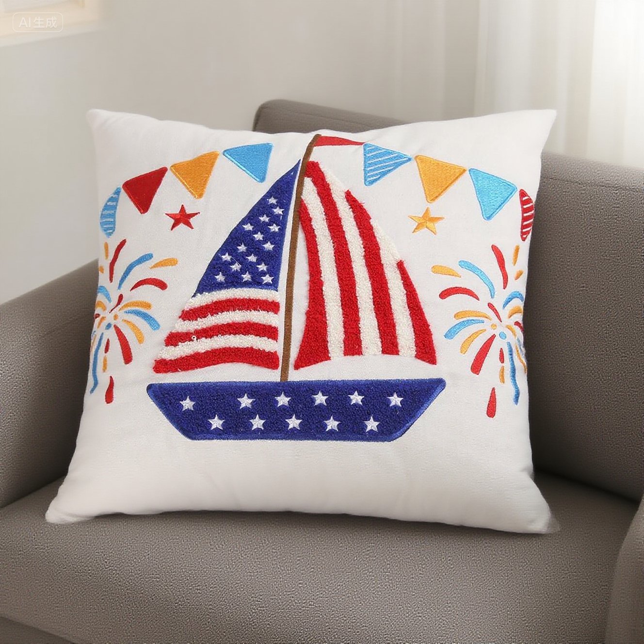 American Stars and Stripes cross-border new pillowcase, towel embroidery, outdoor home decoration, pillow, canvas cushion, pillow and quilt pic 2