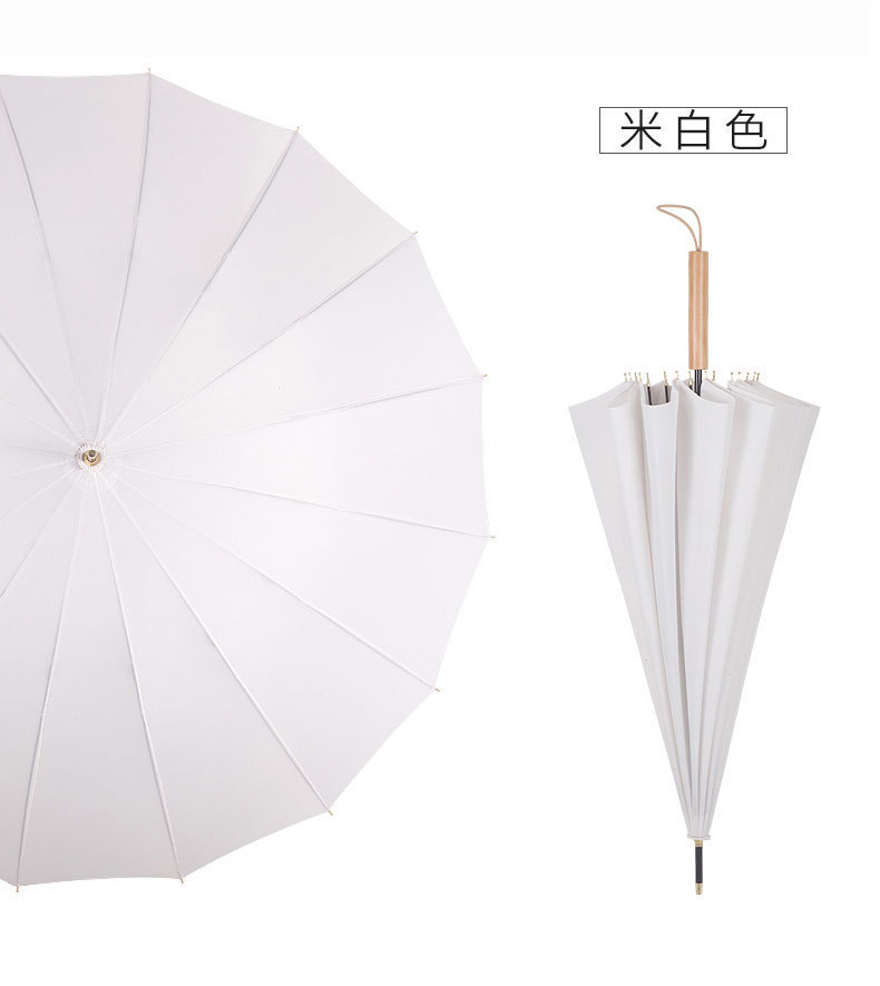 火拼爆款长柄16骨雨伞自动伞加固简约小清新木柄晴雨伞广告伞定制详情58