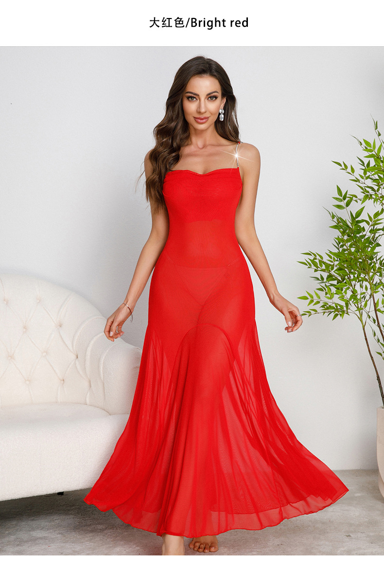 Cross-border best-selling French tulle nightgown, long, sweet and pure, see-through, multi-color sexy home wear supply 879 pic 13
