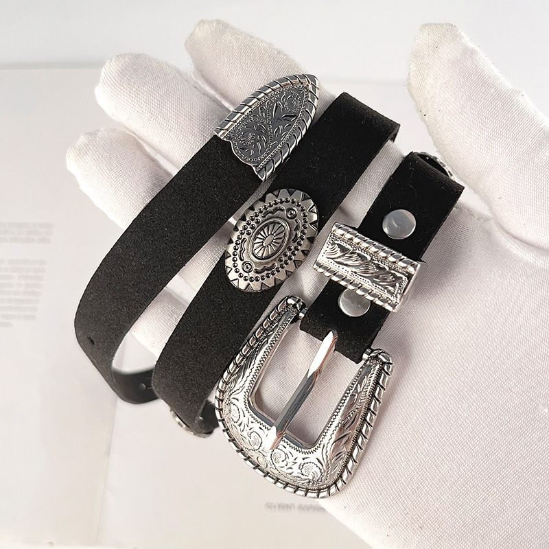 跨境欧美范针扣腰带女装饰简约百搭裤带复古时尚潮流雕花腰带配饰详情2