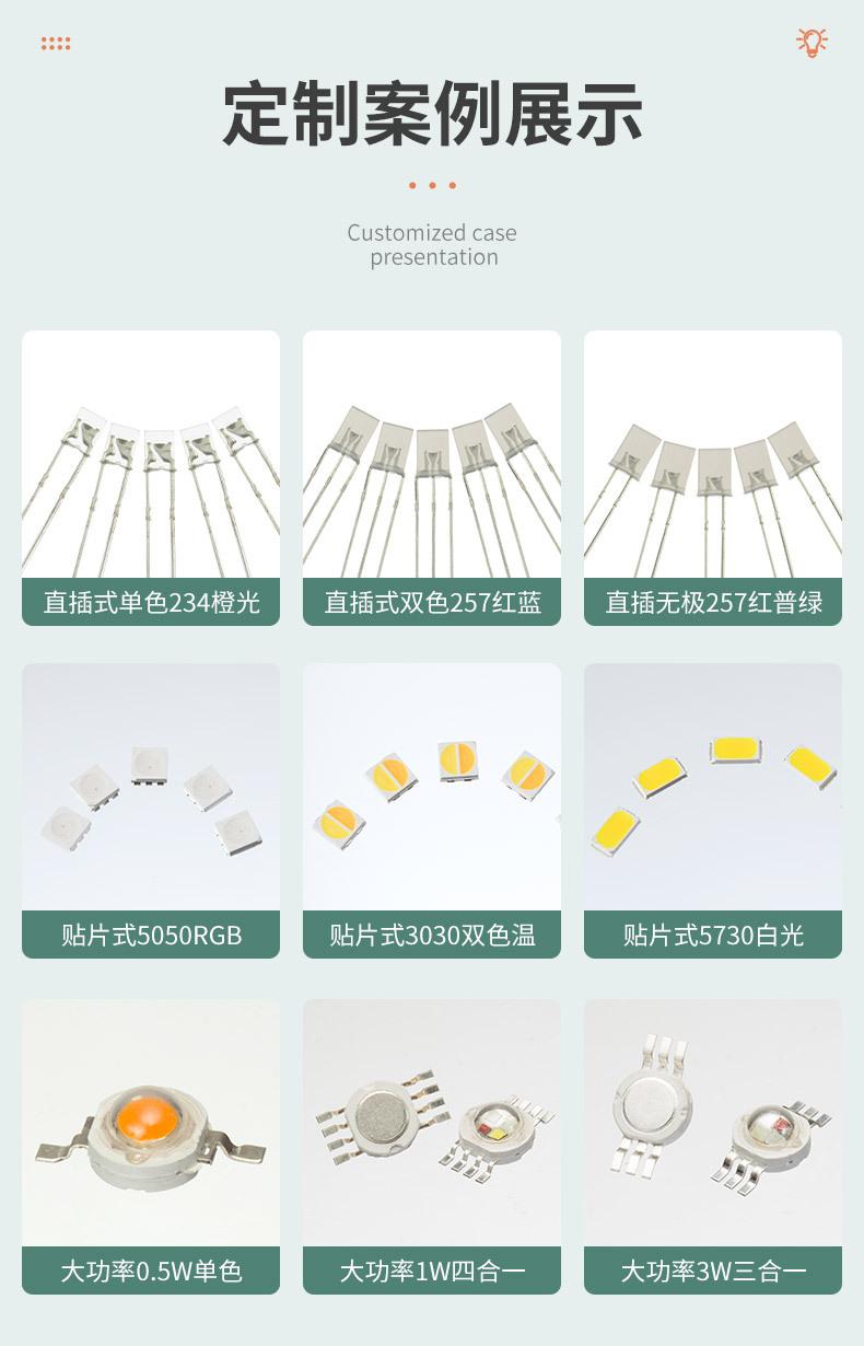 Customized 5mm red and green electrodeless through-hole LED flat head dual-color long and short pin LED beads from the manufacturer pic 3