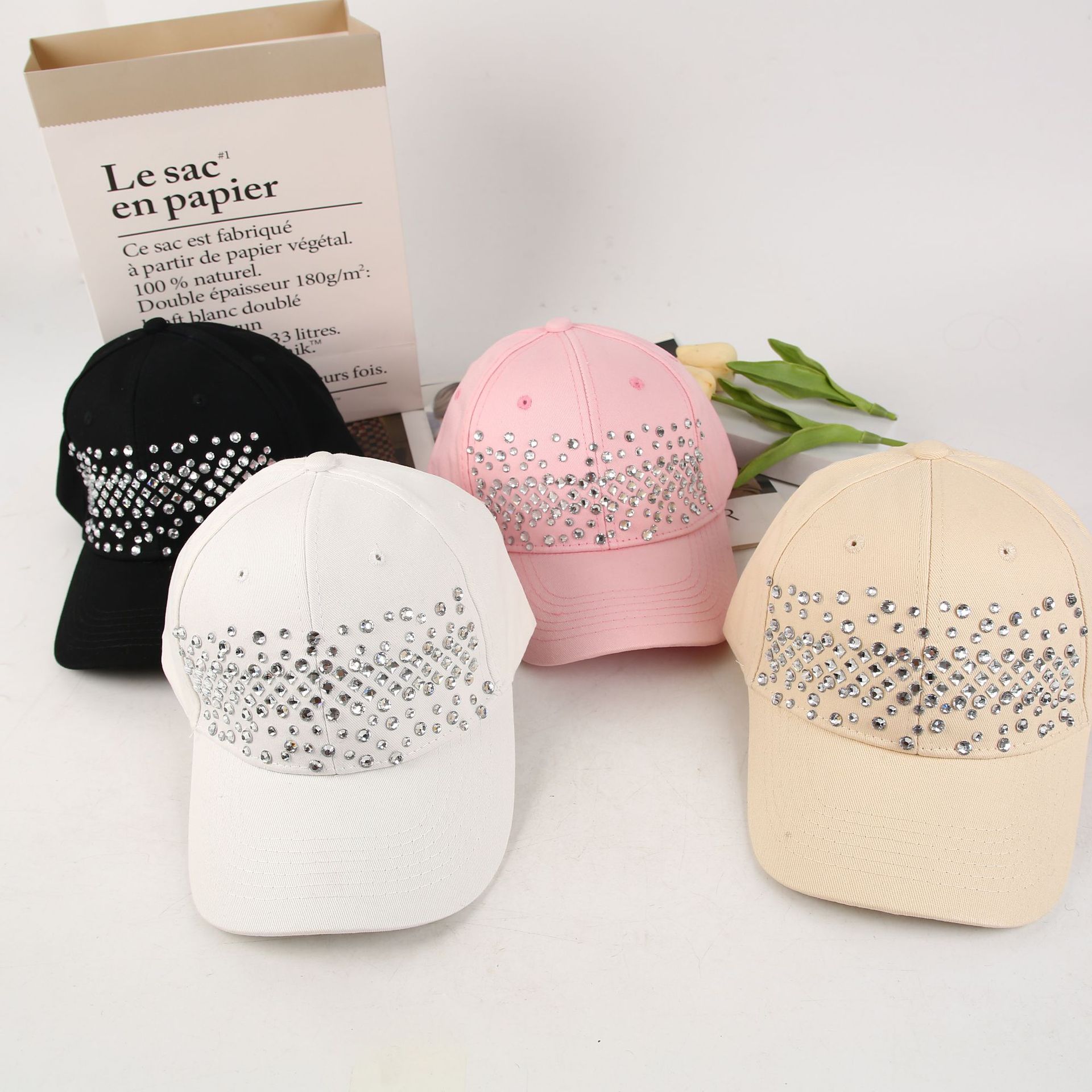 A new Korean-style rhinestone baseball cap that is versatile for both men and women pic 2