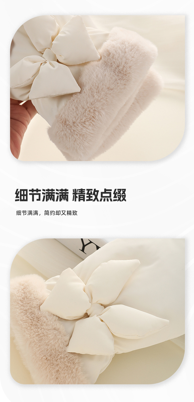 The girl with gloves for winter cold protection, thickened with fleece, keeps warm in winter. Skiing, cycling, outdoor sports, cycling touch screen, cute student pic 5