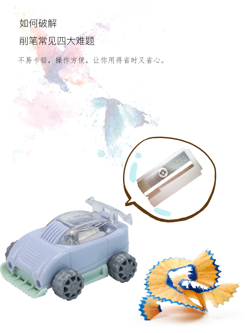 跨境卡通学生学习卷笔小赛车系列造型削笔器转笔刀文具带创意定制详情4