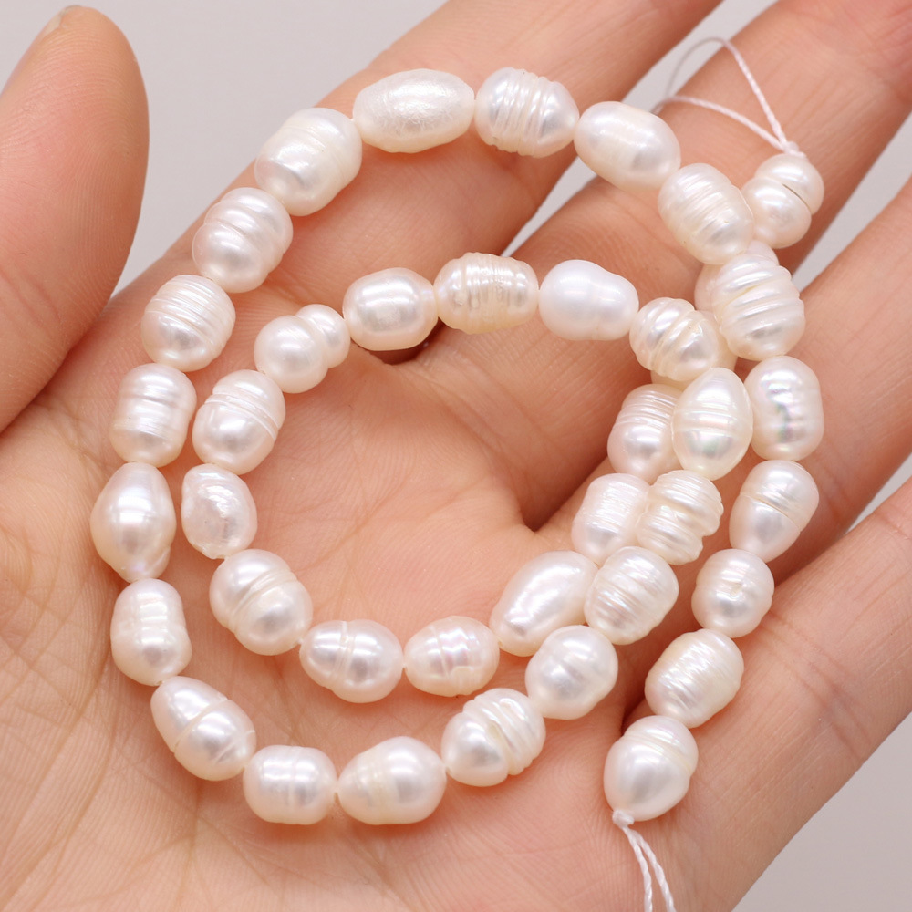 Natural freshwater rice-shaped A pearl white DIY jewelry accessories, handcrafted jewelry necklaces, semi-finished product production and wholesale pic 7