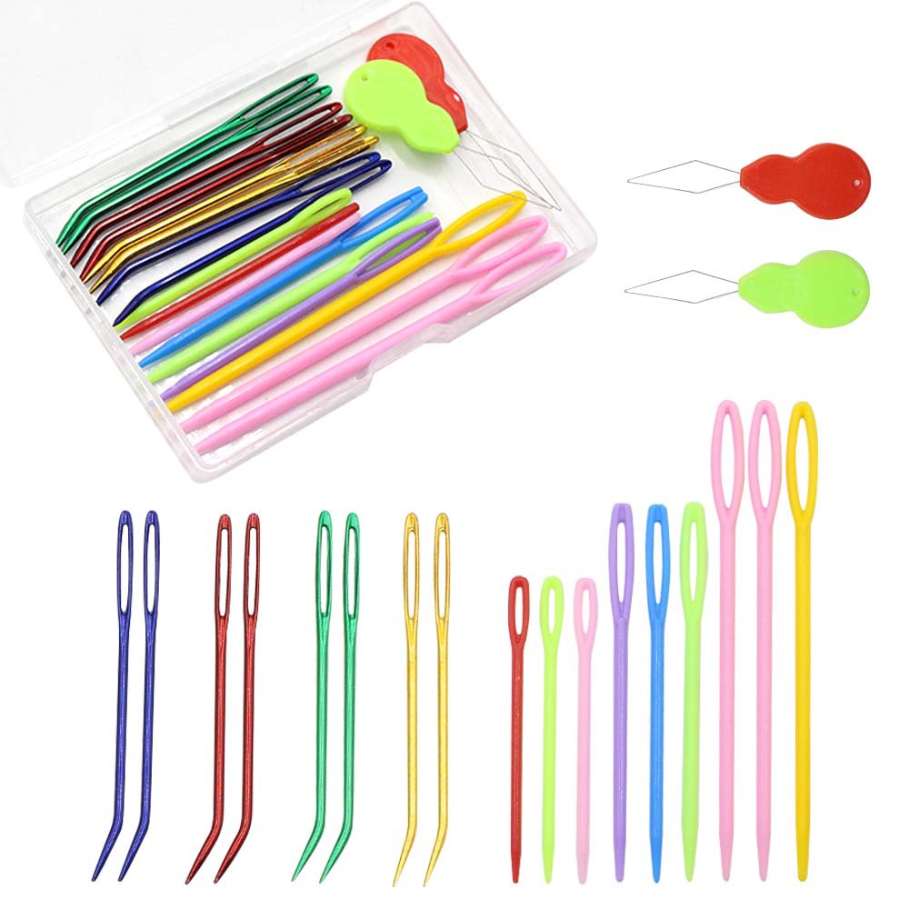 19 pieces of sweater knitting tools, plastic big-eye sweater needles, metal curved needle knitting auxiliary tools, big-eye needle sweaters pic 4