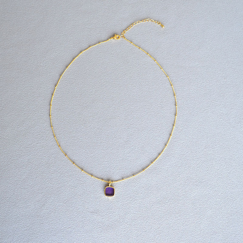 法式小众浪漫紫色水晶吊坠香芋紫珍珠串珠叠戴时尚可拆百搭项链女详情6