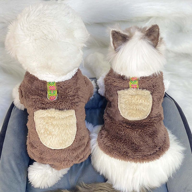 超小体狗狗猫咪衣服秋冬季毛绒四脚小码奶狗奶猫幼犬茶杯犬带牵引详情32