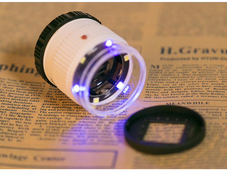 Round barrel cloth mirror LED banknote detector lamp 30X with scale portable cloth mirror cylindrical magnifying glass TH-9006B pic 11
