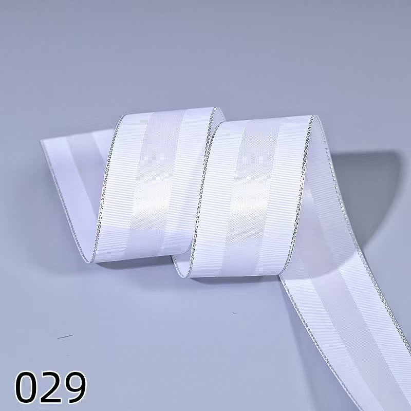 Hilo de satén medio cinta de borde de plata ropa juguetes accesorios tocado banda de pelo caja de regalo embalaje venta directa de fábrica 100 yardas pic 8