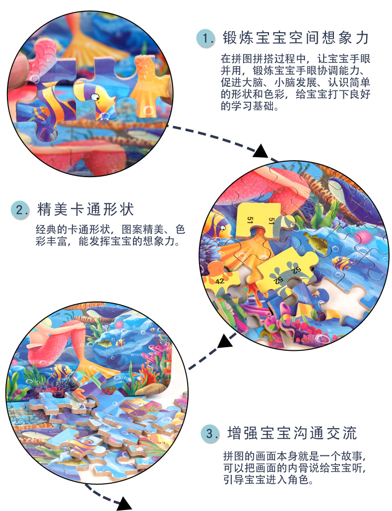 60 piezas caja de hierro rompecabezas de madera para niños niños tempranos puzzle anime cartoon flat board 3-6 años juguetes al por mayor pic 6