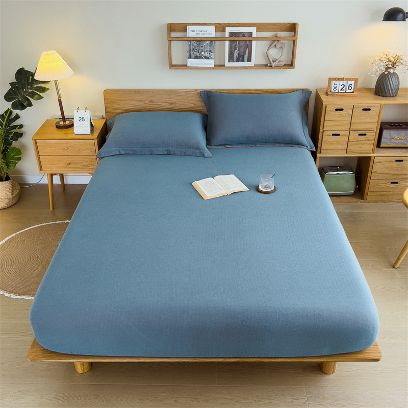 Pure cotton yarn-dyed jacquard double-layer gauze bed cover, single piece of all-cotton gauze mattress protective cover, bedspread, bed cover, single piece of bedding pic 67