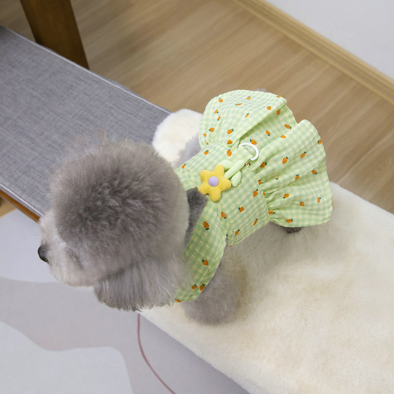 牵引绳外出狗狗衣服宠物服装裙子泰迪比熊博美贵宾25布偶花牵引裙详情7