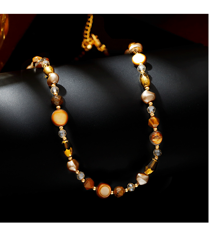 Hyacinth melard vestimenta tiger eye piedra largo collar de cuentas mujer accesorios 2025 tik yin bang luz suéter de lujo cadena pic 2