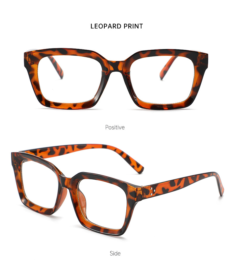 Anti-blue light square frame flat light glasses for women, contrasting color rice studs, simple and slender appearance, high level of spectacle frame, European and American trendy spectacle frame pic 21