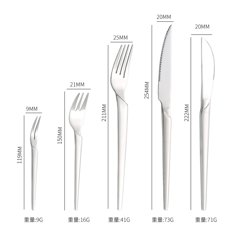Steak knives, forks, Western cuisine, hotel supplies, stainless steel tableware, knife, fork and spoon sets, creative thickened table knives and spoons wholesale pic 8