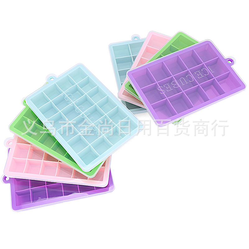 New simple 15-compartment silicone ice cube tray with lid DIY home square ice cube mold 24-compartment silicone ice cube tray pic 3