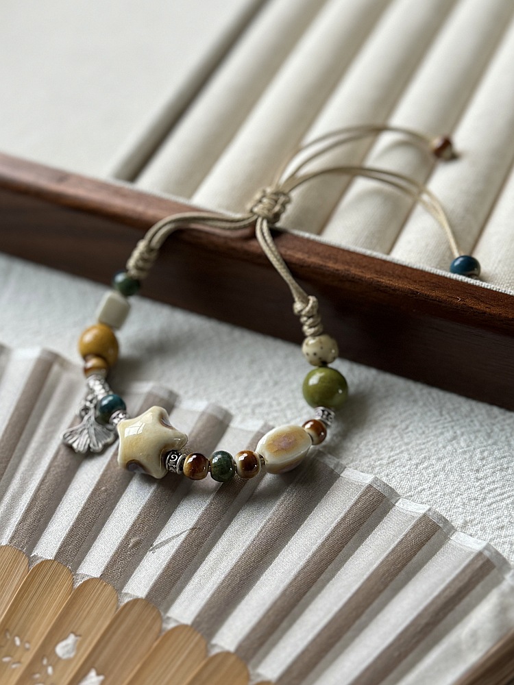 Jingdezhen ceramic bracelet wholesale street stall, versatile, fresh and new Chinese style, popular flower-woven ancient-style bracelet for women pic 6