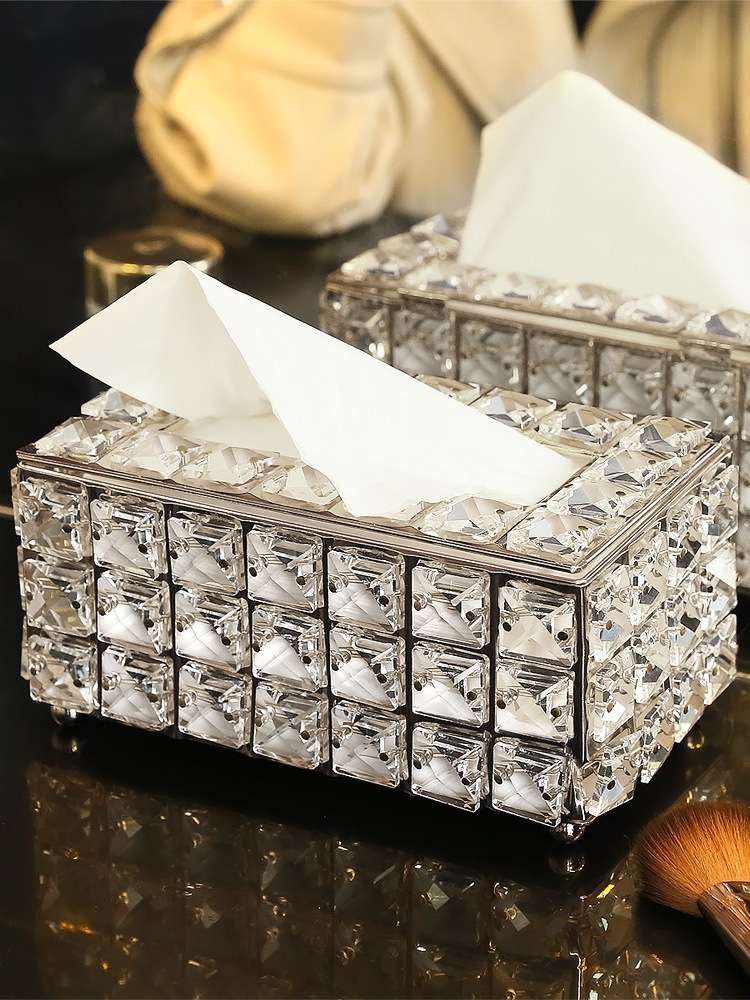 European-style best-selling ins tissue paper, metal tissue box, living room desktop storage box, crystal tissue box, factory direct sales pic 12