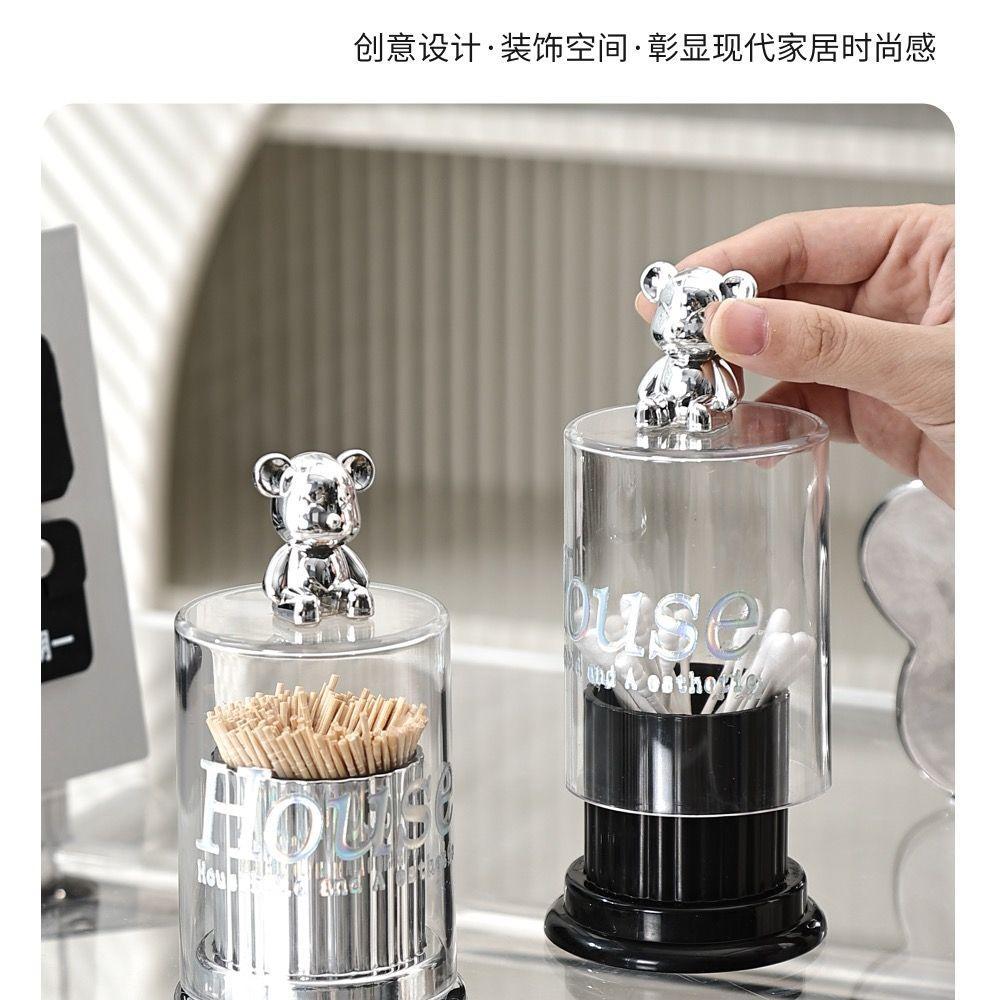 ins轻奢网红小熊牙签盒可爱牙签筒棉签盒牙线盒桌面收纳牙签罐详情11
