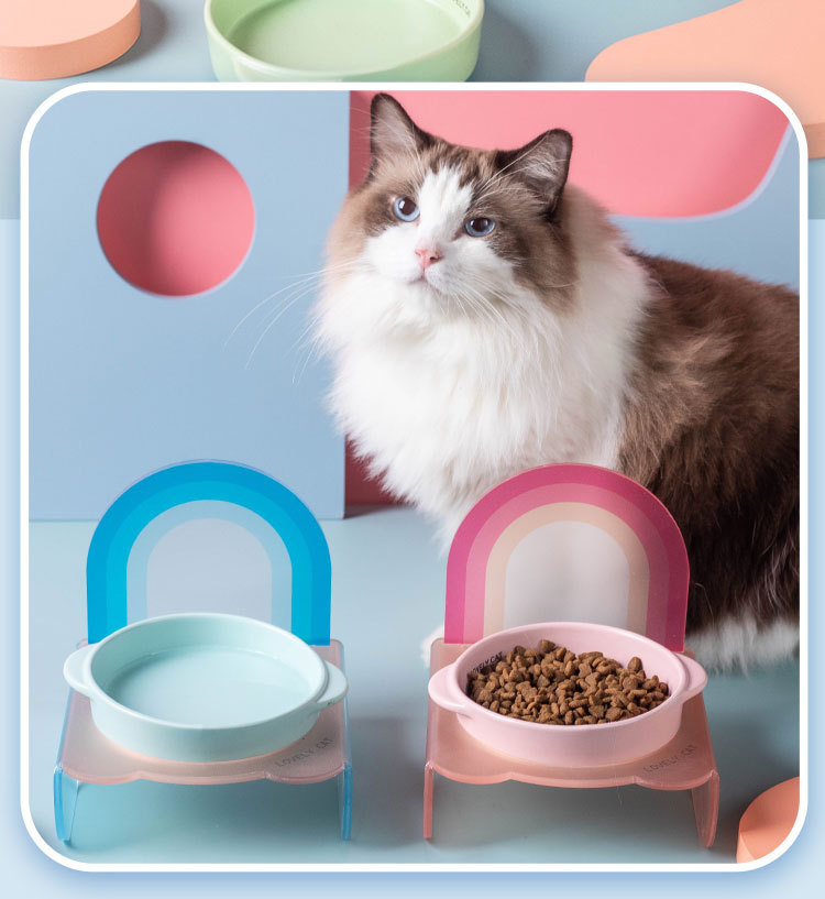 Wholesale of Korean Bridga double-eared cat bowls, dog food bowls, ceramic pet bowls, cat and dog food bowls without black chins, and slow food bowls pic 11