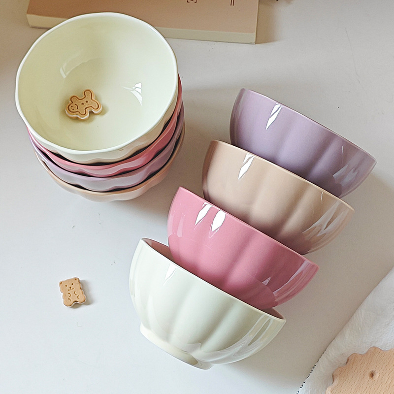 This bowl features a high-quality appearance, glazed rice bowl, underglaze color, high-end tableware, creative ins style, home and restaurant wholesale dessert bowl pic 10