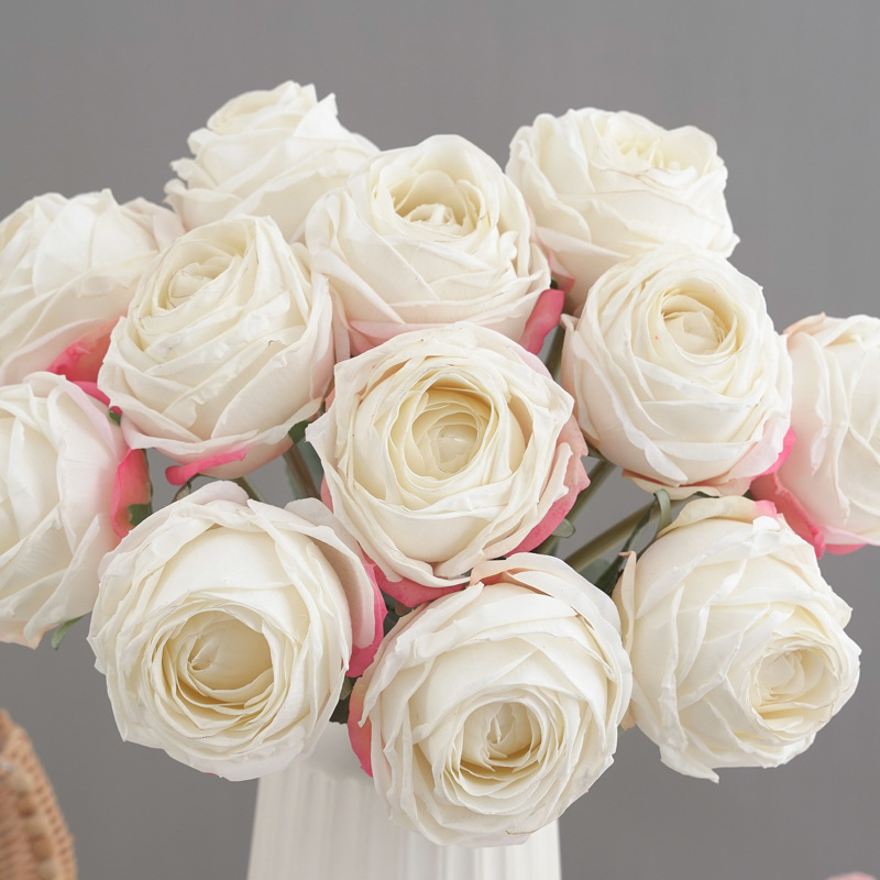6头焦边荷兰玫 仿真花假花家居装饰婚庆新娘手捧花束摄影道具详情8