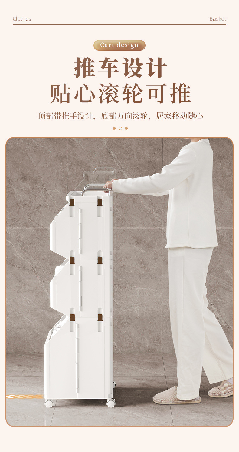 脏衣篓可折叠家用卫生间浴室3层大容量洗衣篮子脏衣篮推车收纳详情9