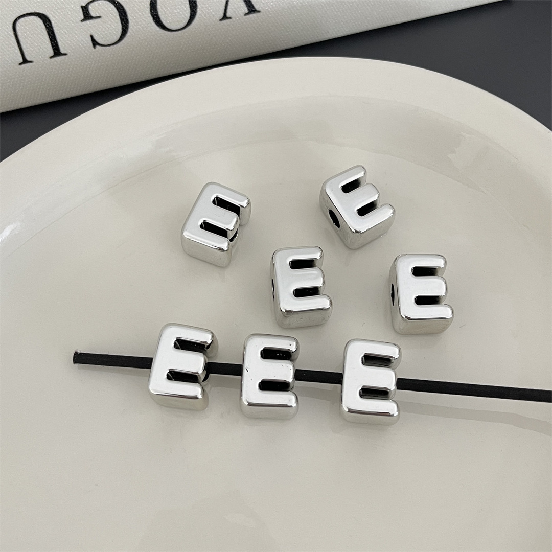 diy acrylic silver large-hole letter beads jewelry accessory package, hanging mobile phone chain accessory, stringing beads, scattering beads pic 10