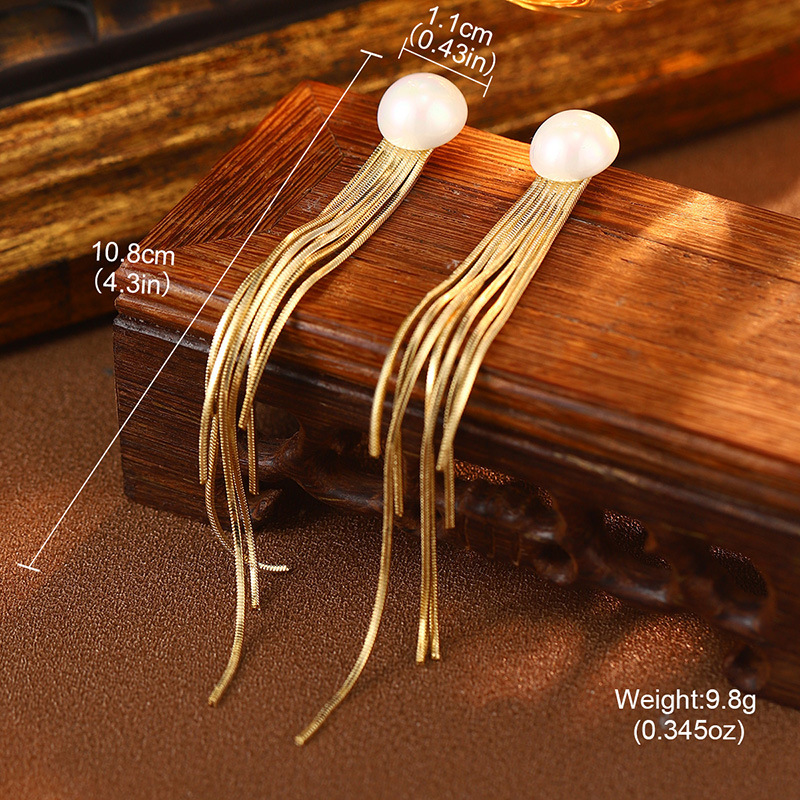 S925银针天然珍珠锆石耳钉花朵流苏多层耳环高级耳饰批发抖音爆款详情27