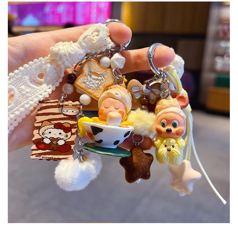 手工diy星星人萌粒串珠钥匙扣挂件情侣包包公仔玩偶钥匙链小挂饰详情10