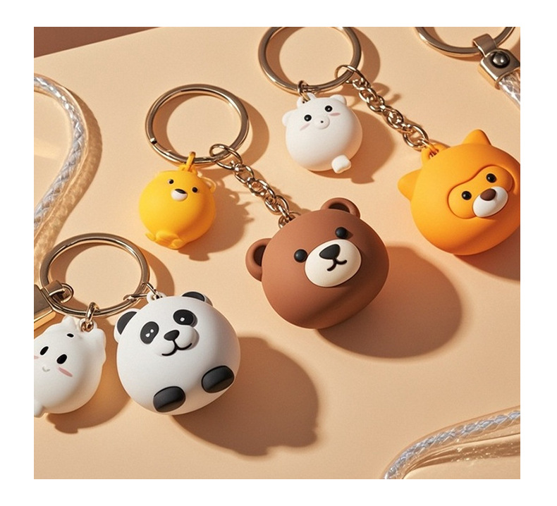 High-end custom cute cartoon mascot keychains, PVC soft rubber silicone decorative keychains, car keys pic 11