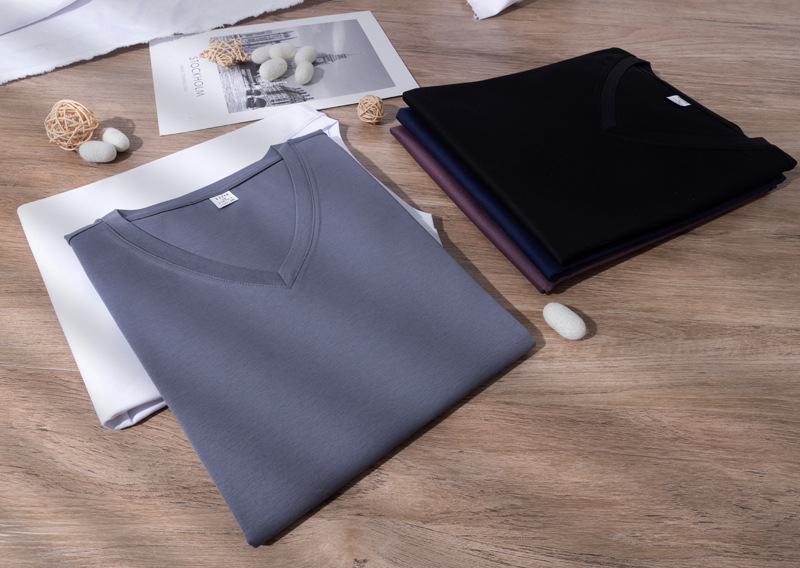 2026 High-end 190g high-count double-sided mercerized cotton T-shirt for men, pure cotton round neck short-sleeved T-shirt made of horse cotton pic 38