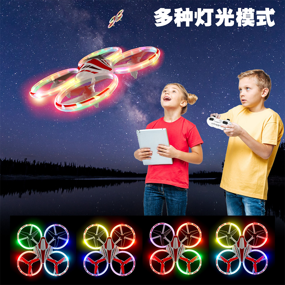 Cross-border LED drone light-emitting UFO sensing multi-rotor aircraft stunt rolling remote control aircraft toys pic 11
