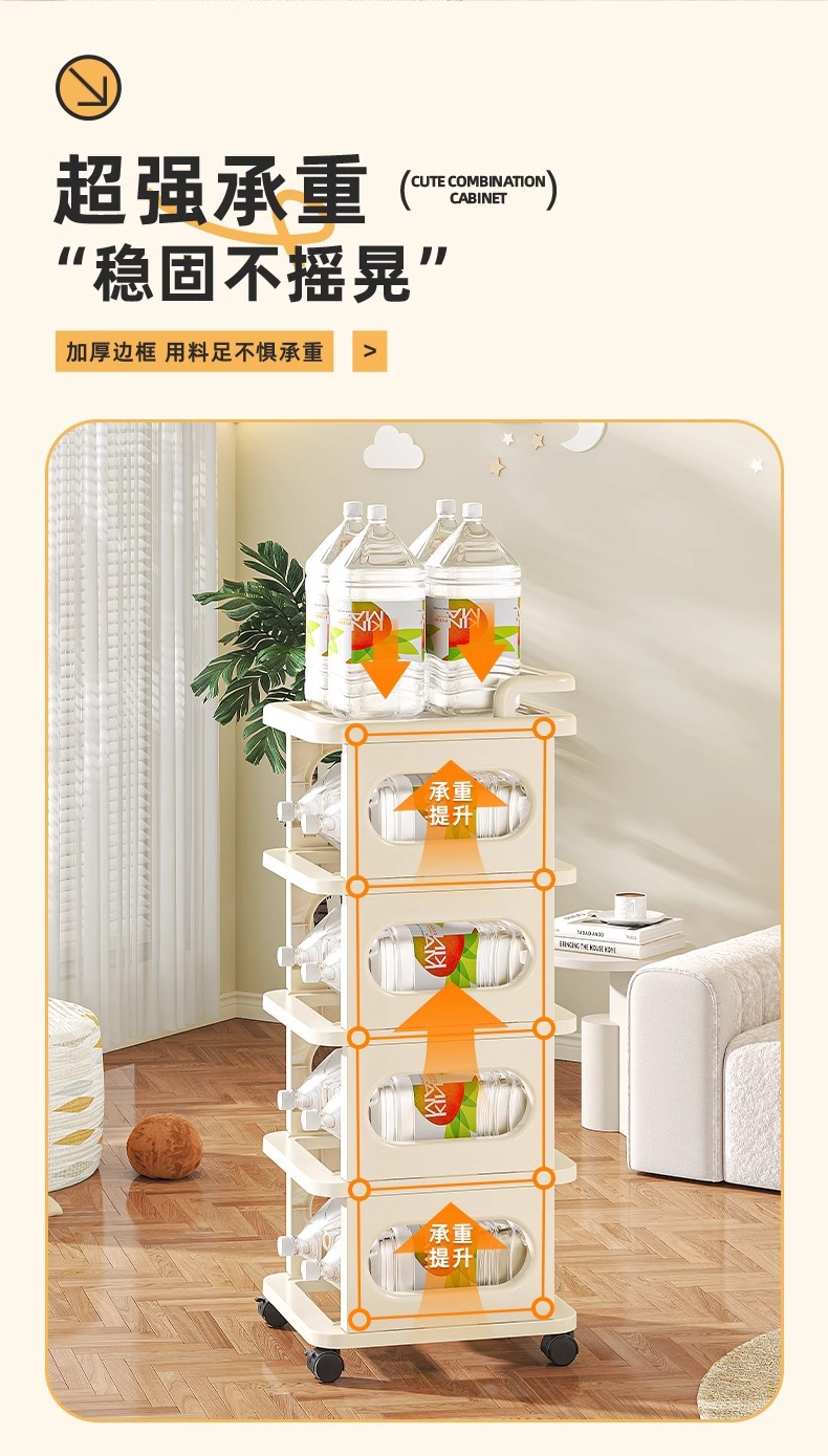 友耐家用储物置物柜儿童衣服收纳箱床头柜收纳柜抽屉式玩具零食柜详情5