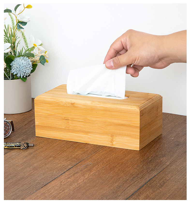 现货竹制收纳盒实木纸巾盒家用多用途抽纸盒现代简约桌面纸巾收纳详情19