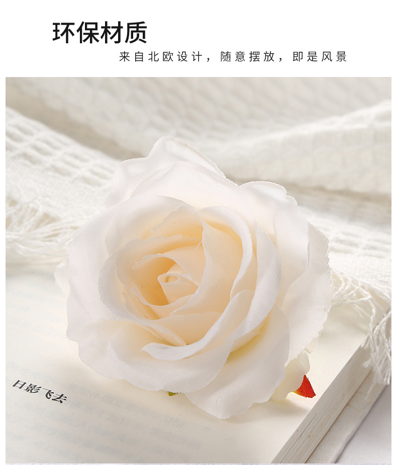 玫瑰花头仿真 装饰假花成品簪花DIY手工绢花材料婚礼花环装饰现货详情6
