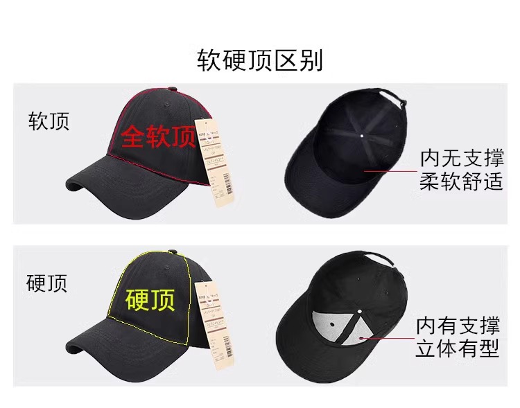 无印光板棒球帽男潮牌日系夏季遮阳防晒帽子硬顶大头围鸭舌帽详情3