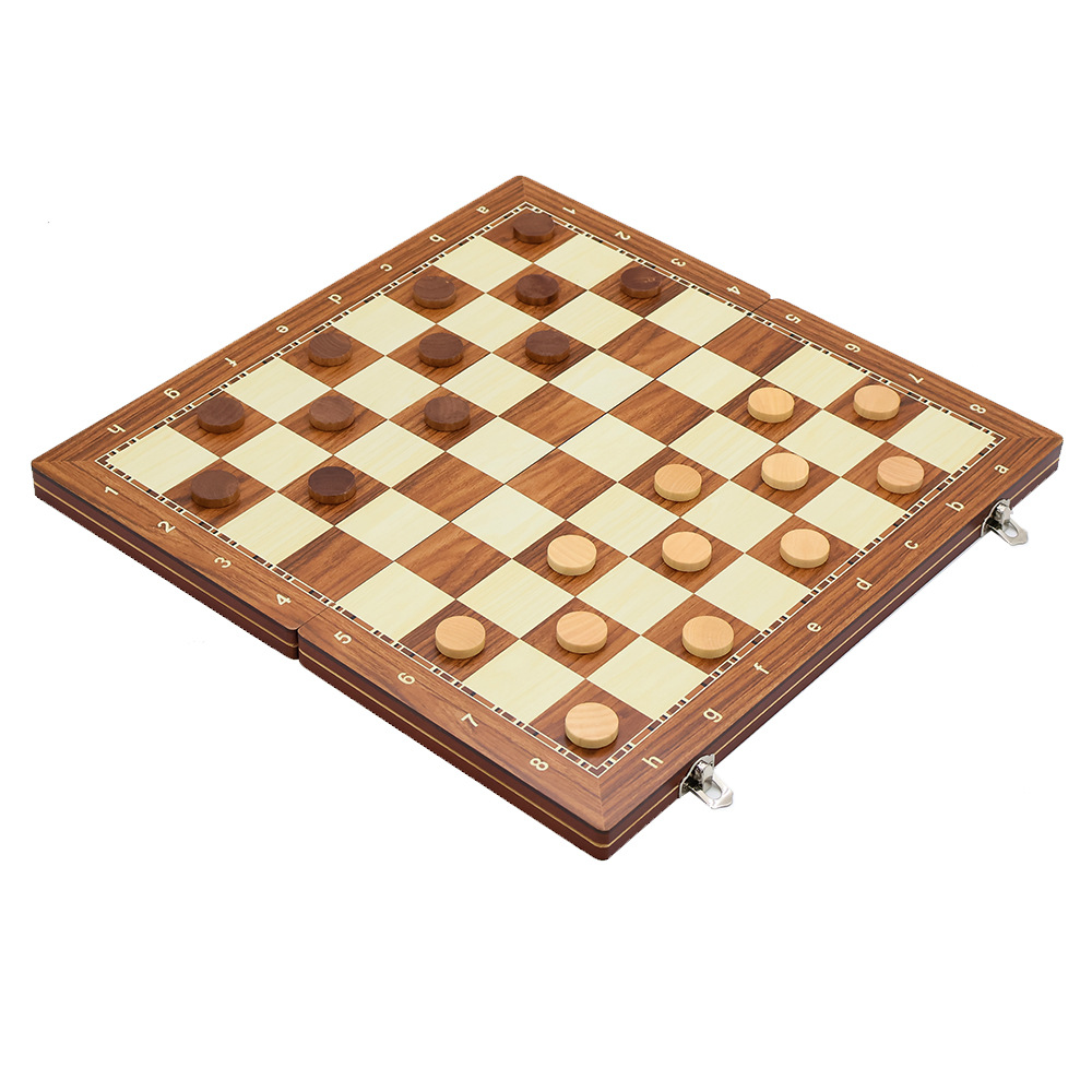 New wooden magnetic chess 3-in-1 set Portable foldable puzzle and competitive board game toy for direct sale pic 5