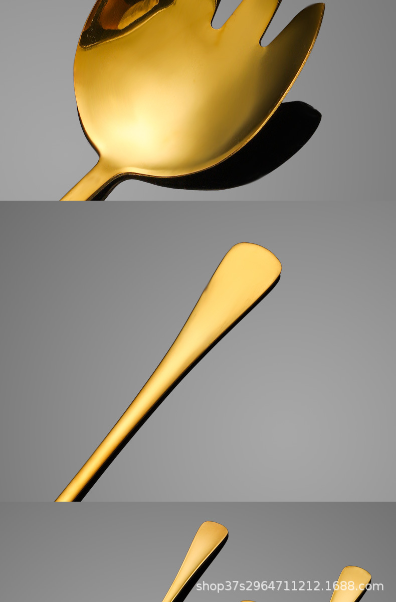 跨境410不锈钢加长沙拉勺沙拉叉酒店餐厅大号沙律勺叉公用勺叉详情4