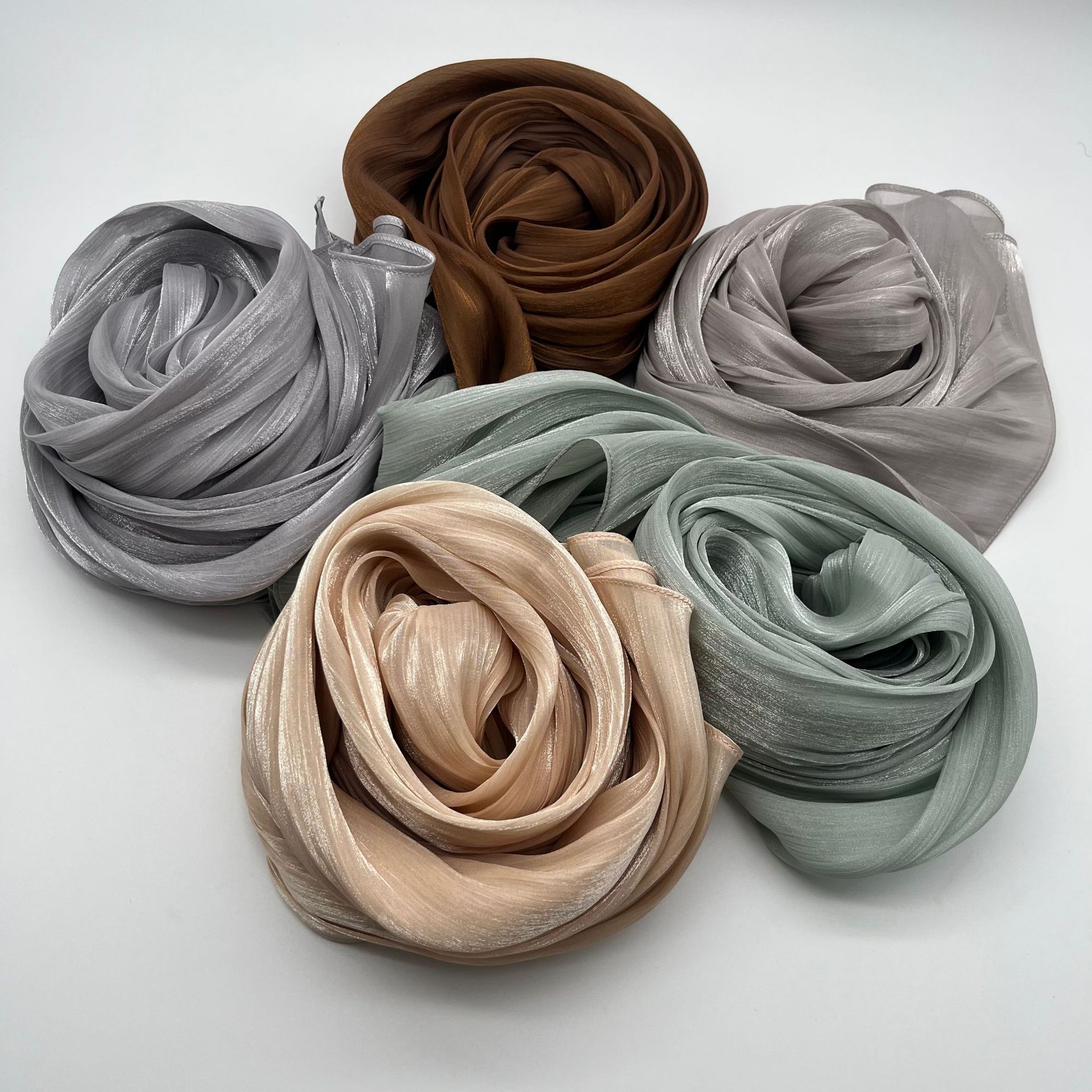 New cross-border shiny silk long scarf Shimmer Hijab Thin spring and summer silk scarf, gauze scarf, Malay headscarf pic 7