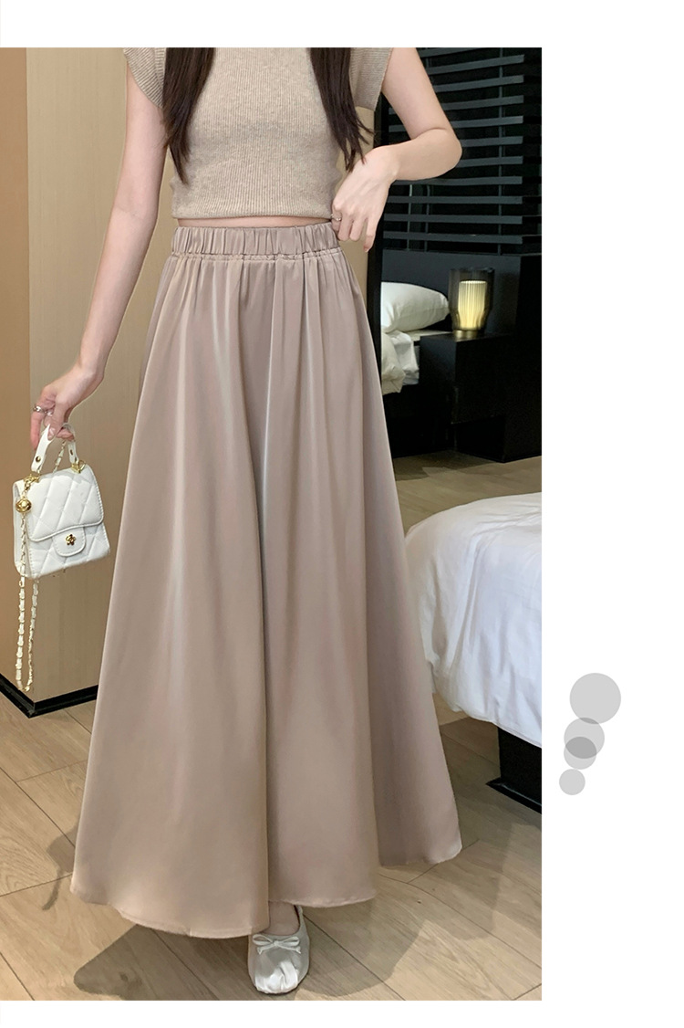 French acetate satin half skirt for women 2024 Spring/Summer pleated long skirt with elastic and tight waist, A-line large swing umbrella skirt pic 20