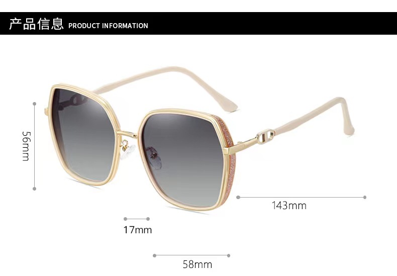 新款网红大框墨镜女潮防光太阳镜防晒防紫外线高级感大脸显瘦时尚详情9