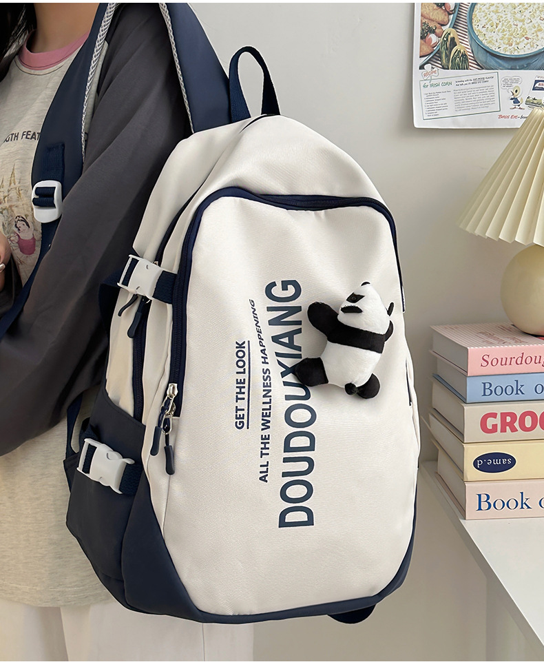 新款时尚休闲书包少女中学生双肩包高颜值大容量情侣双肩电脑包详情20