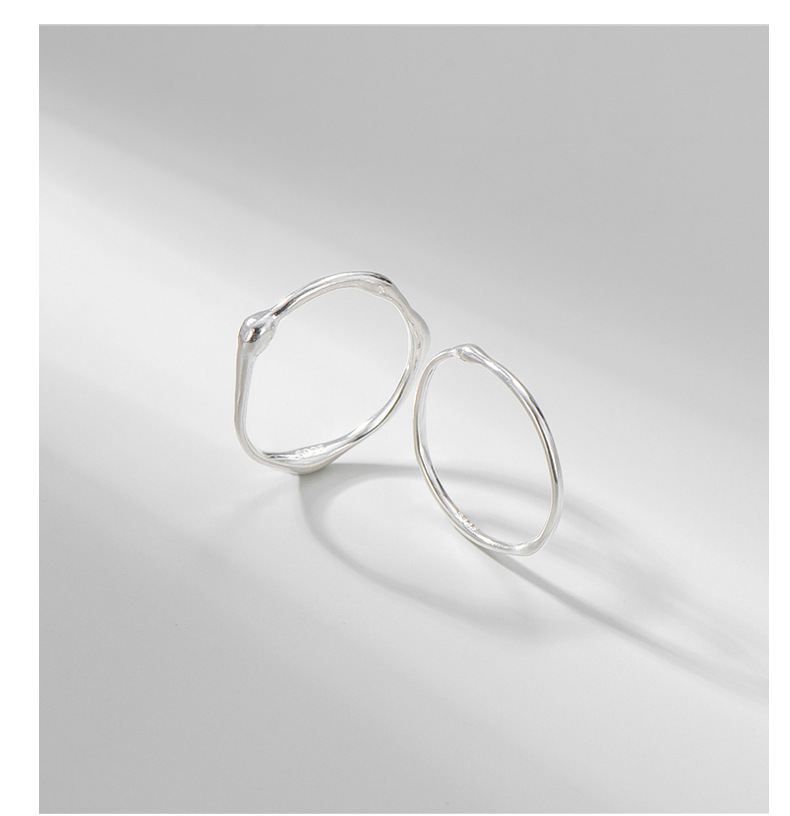 S925 pure silver handcrafted white silver irregular texture fine ring Liquid line finger joint ring overlapping band ring pic 24