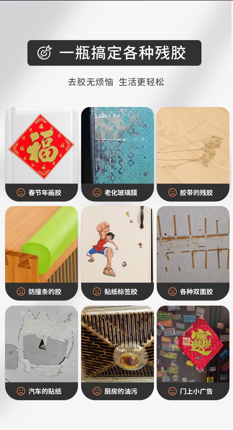 除胶剂家用万能强力去胶清除汽车不干胶清洗双面胶粘胶去除脱胶剂详情5