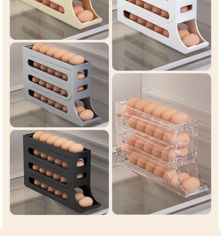 Slide rolling egg storage box, storage for the side door of household refrigerator, kitchen egg retrieval wonder, new automatic rolling egg rack pic 7