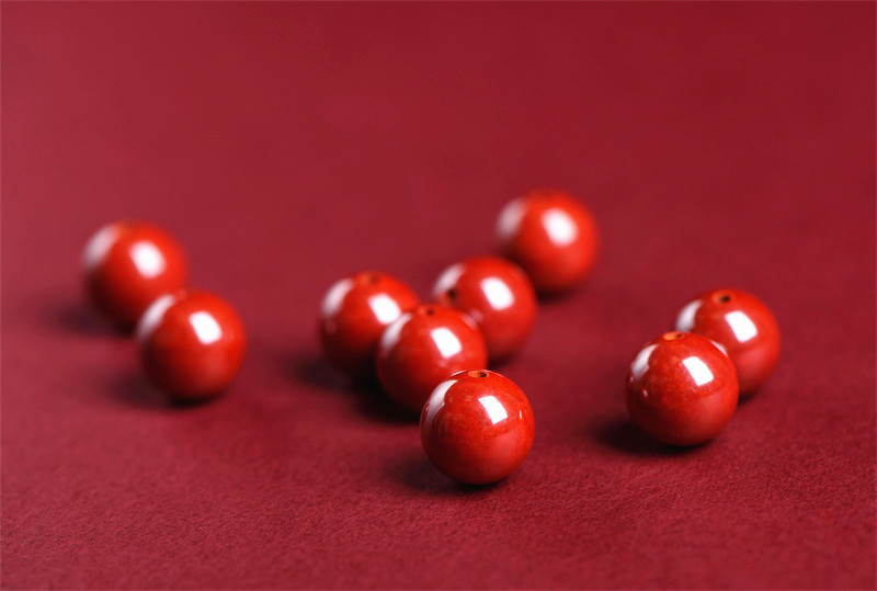 Jiuya Crystal natural raw ore cinnabar loose beads, purple gold sand round beads, semi-finished products, imperial red sand decorative beads pic 19