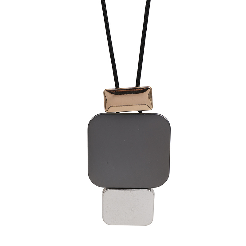 跨境新款长项链女士设计感几何金属吊坠首饰毛衣链高级感批发专供详情8